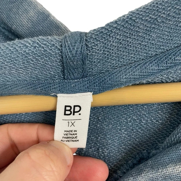 Nordstrom BP Women’s Stonewashed Elastic Hem Drawstring Hoodie in Blue Size 1X - Picture 6 of 9